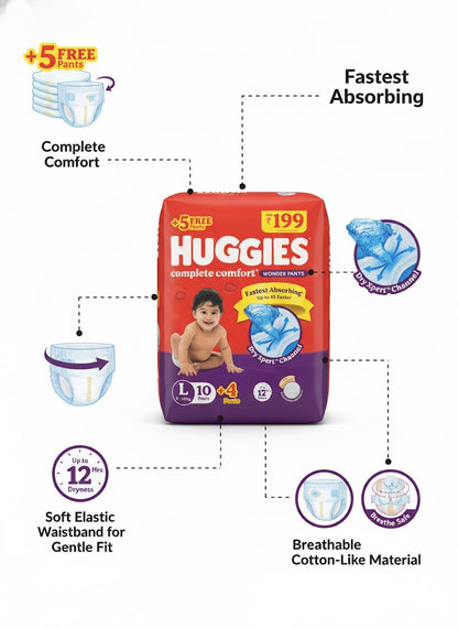 Huggies Complete Comfort Wonder Pants – L (9–14 kg)