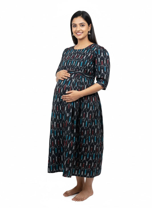 Black Geometric Maternity Dress