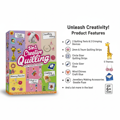 5-in-1 Creative Quilling Kit for Kids – Roll, Shape & Create